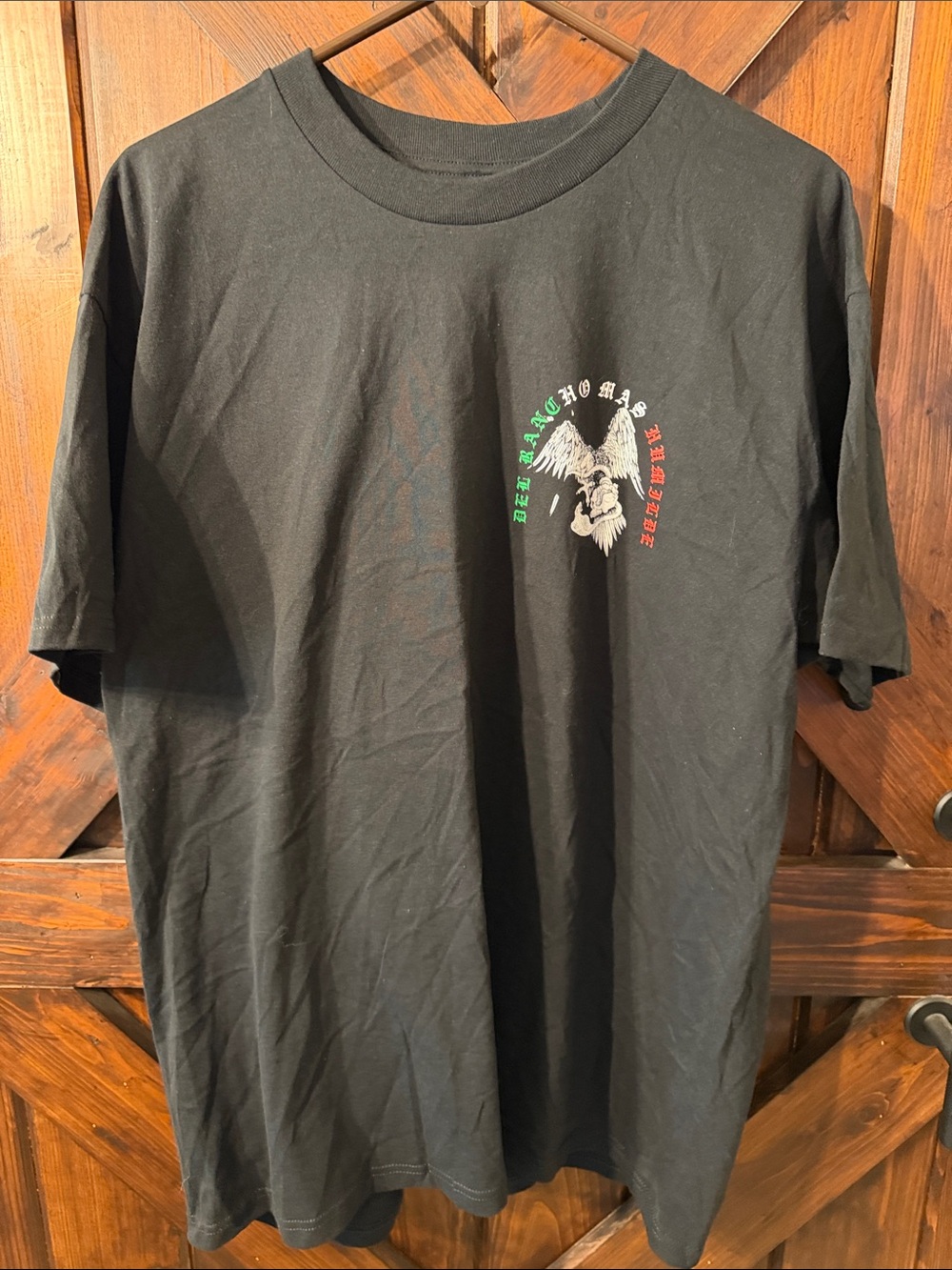 Men's Black Short-Sleeve Graphic Tee with Eagle Motif